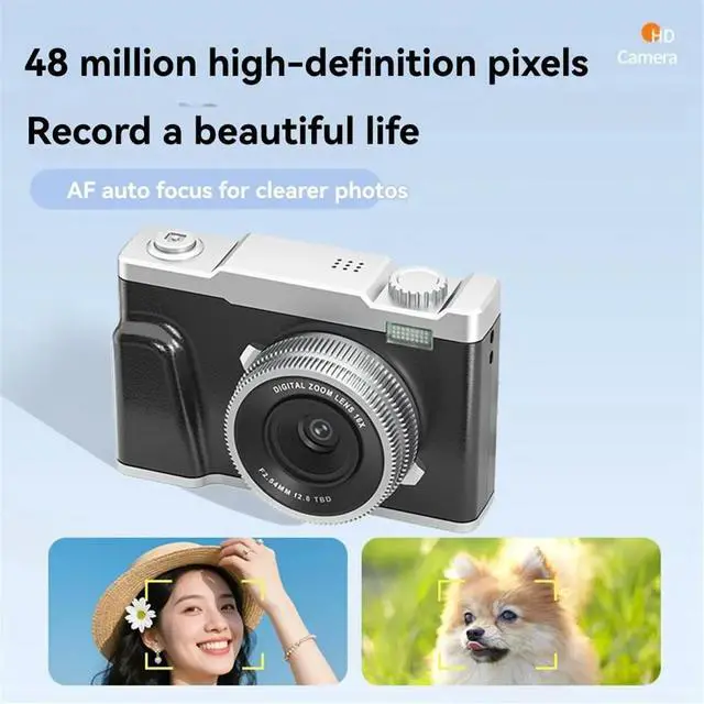 Alt view image 4 of 6 - 4K HD Digital Camera Built-in MP3 Player 48MP Optical Zoom Camera Entry Level Home Dual Lens Camera for Students White