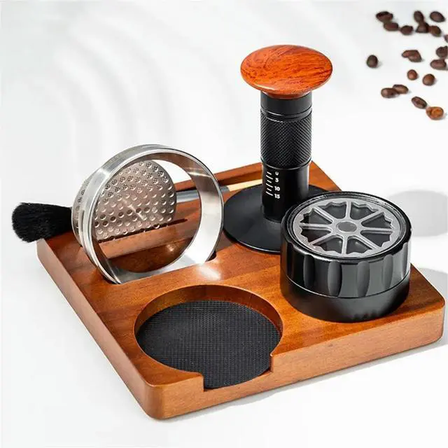 Alt view image 6 of 6 - Coffee Tamper Station with Wood Base and Portafilter Holder for 51mm and 58mm Handles Epsresso Portafilter Coffee Tools