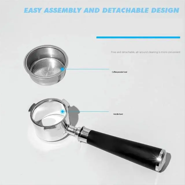 Alt view image 5 of 6 - Stainless Steel 51mm Bottomless Hollow Simple Style Long Coffee Handle for Coffee Maker Detachable Design,C