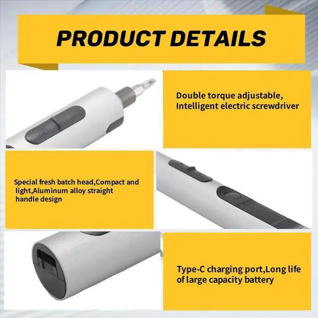 Alt view image 5 of 6 - Torque Electric Screwdriver Magnetic Screwdriver Bit Phone Watch Laptop Mini Repair Precision Screwdriver Set