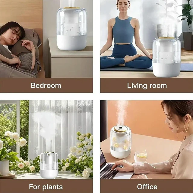 Alt view image 4 of 6 - Air Humidifier 2L Quiet Cool Mist Humidifier for Plants Office Home Car Humidificador with 3 Mist Modes & Night Light