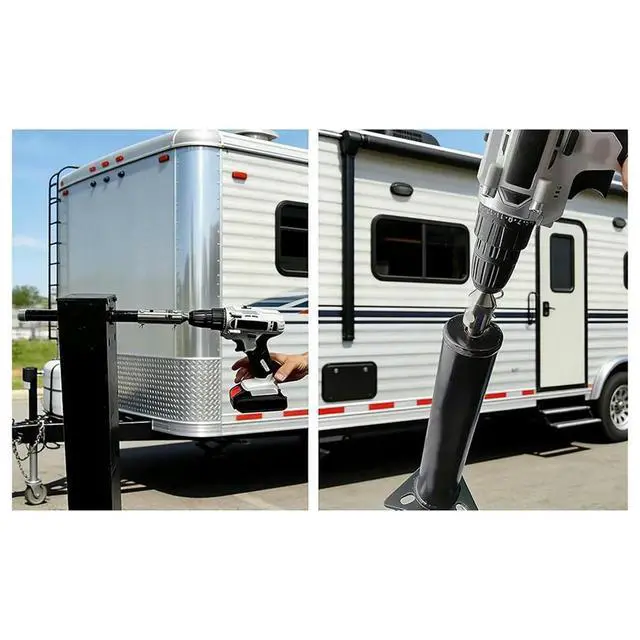 Alt view image 6 of 6 - uyuy 2 in 1 Trailer Jack Drill Adapter for 1 Inch & 1/2 Inch Jack Drive Shaft- Stainless Steel, with 1/2 Inch Socket Adapter