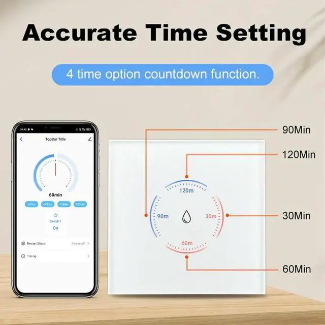 Alt view image 5 of 6 - Tuya EU Water Heater Boiler Switch 40A 8000W Life App Control Switch Works for Alexa Google Home B
