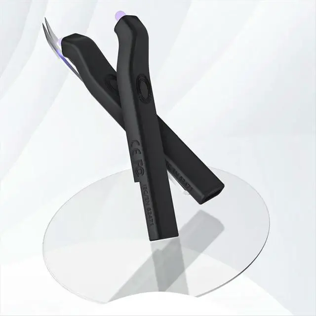 Alt view image 6 of 6 - Eyelash Tweezers with Led Light Extension Light Lamp UV Lash Extension Glue Light on Tweezers Eyelashes EU Plug