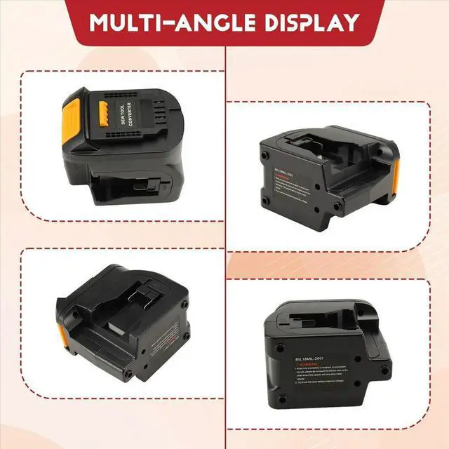 Alt view image 4 of 5 - 2 in 1 Adapter Convert for Milwaukee 18V M18 (2) Work for Dewalt 20V Cordless Power Tool At the Same