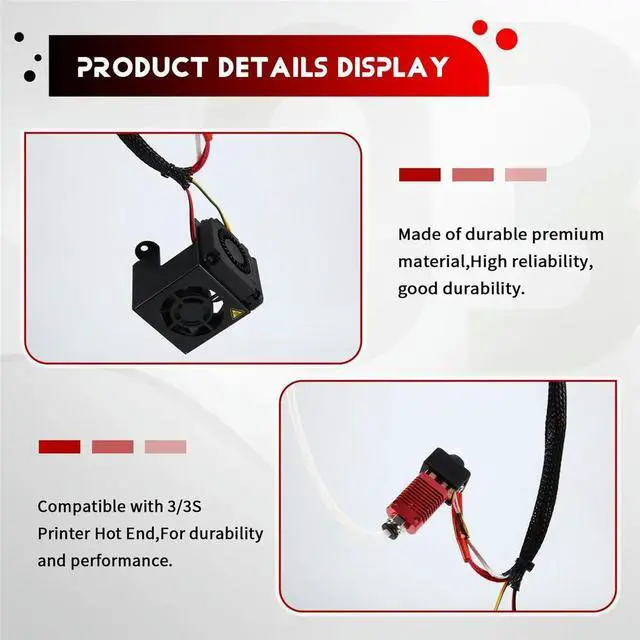 Alt view image 5 of 6 - 3D Printer Accessories for Ender-3/3S Complete Printhead Kit with Fan 24V Hot End Kit