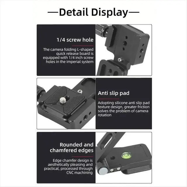 Alt view image 5 of 6 - Camera L-Holder Arca Quick Release Plate Vertical Filming Mount W 1/4Inch Cold Shoe for SLR DSLR Camera Bracket