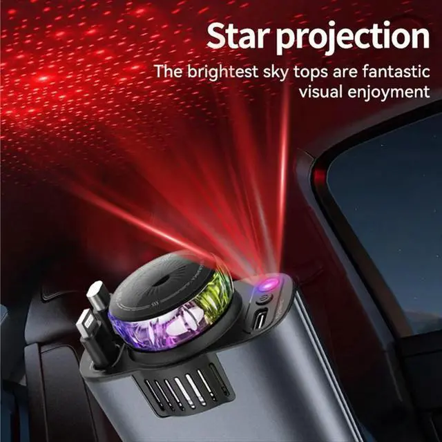 Alt view image 5 of 6 - Retractable Car Charger with Aromatherapy and Starlight, 5-in-1 USB-C Car Charger, Compatible with for Interface