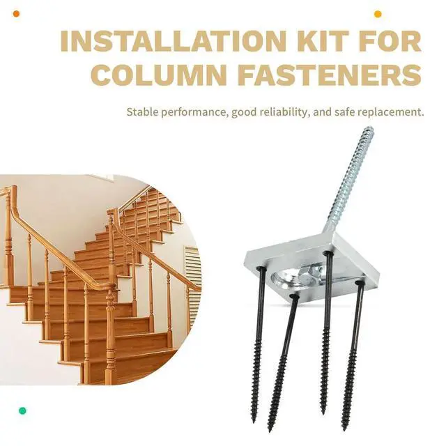 Alt view image 5 of 6 - 2 Sets el Post Fastener el Post Mounting Kit Wood Handrail Installation Hardware Works on Finished Floors, Stairs