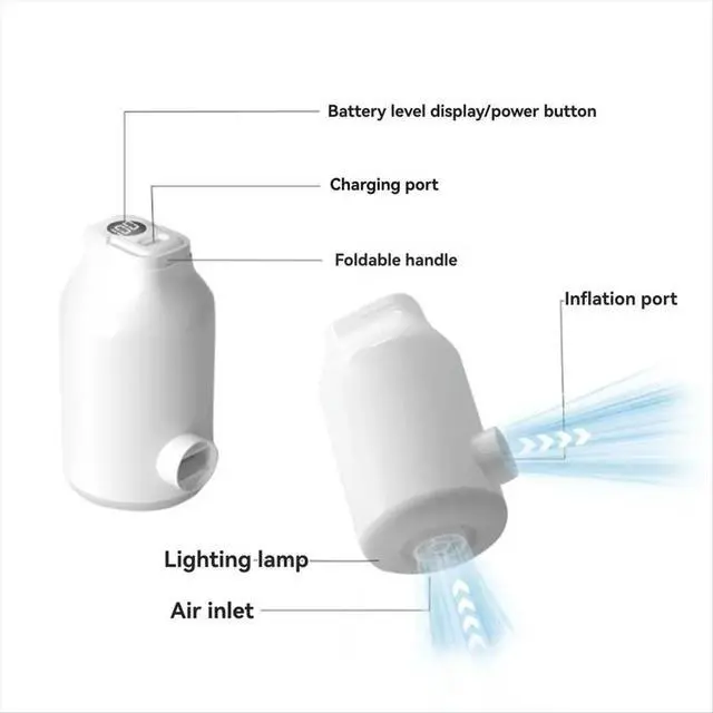 Alt view image 5 of 6 - Air Pump Camping Lantern Mini Electric Air Pump for Inflatable Mattress, Air Bed, Swimming Ring Black