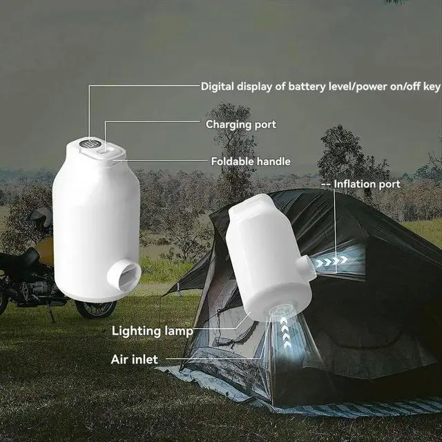 Alt view image 6 of 6 - Air Pump Camping Lantern Mini Electric Air Pump for Inflatable Mattress, Air Bed, Swimming Ring Black
