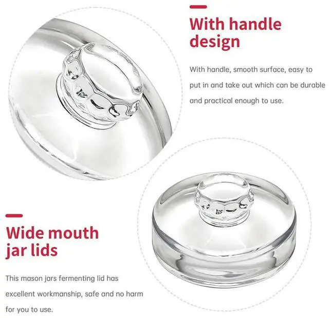 Alt view image 5 of 6 - 4Pcs Fermentation Glass Weights with Grip Handles, Clear Canning Weights for Wide Mouth Mason Jars