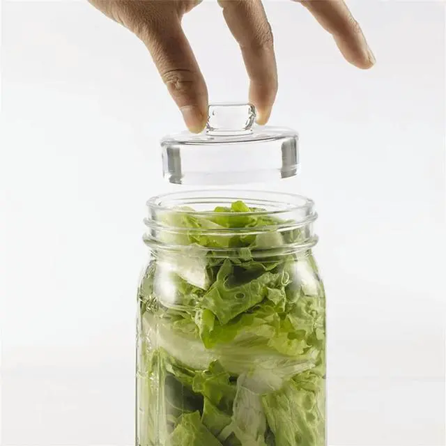 Alt view image 6 of 6 - 4Pcs Fermentation Glass Weights with Grip Handles, Clear Canning Weights for Wide Mouth Mason Jars