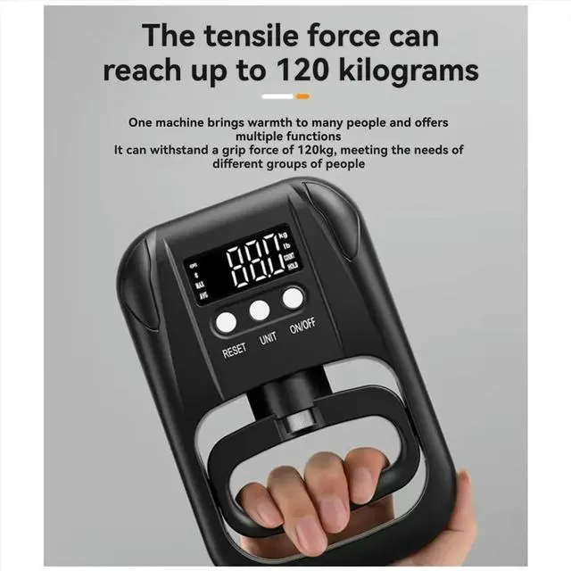 Alt view image 5 of 6 - Digital Hand Dynamometer Hand Grip Strength Trainer USB Rechargeable Grip Strengthener Hand Exerciser Meter Black