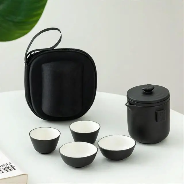 Alt view image 5 of 6 - Ceramics Teapot Sets 1 Pot 4 Tea Cups Chinese Strainers Travel Teawear Gift for 260ML