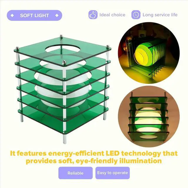 Alt view image 5 of 6 - LED Lighting Multi-Layer Acrylic Lamp DIY Acrylic Moon Lamp for Bedrooms Living Rooms Offices USB Charging Lamp