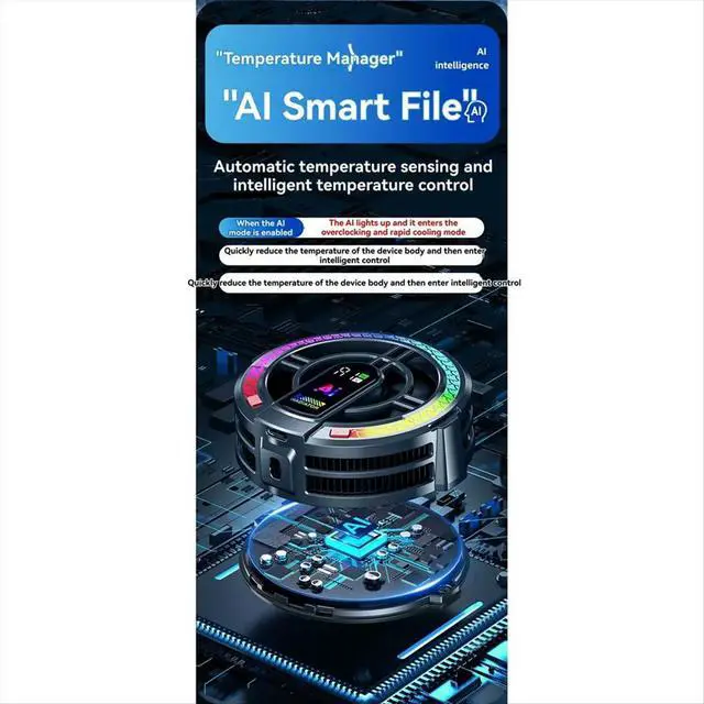 Alt view image 4 of 6 - RGB Semiconductor Cooler Radiator for Tablet Temperature Control with Digital Display Adjust Power Temp Control