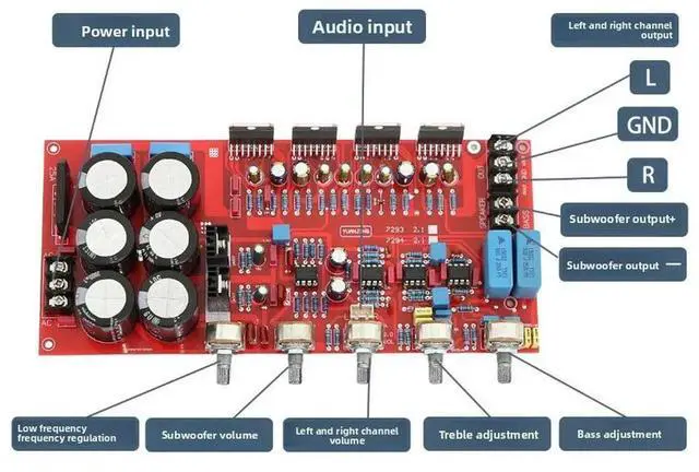 Alt view image 3 of 3 - TDA7294 2.1 Channel Hi-Fi Audiophile Amplifier Board High Power 2.1 Channel Subwoofer Finished Board