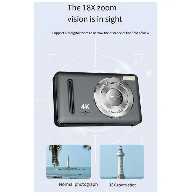 Alt view image 6 of 6 - 4K Ccd Digital Camera Photography Camera, Video Blog Camera, Film Camera, 4K 30FPS Mini Camera for Teenagers Black