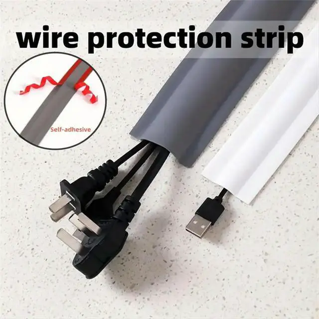 Alt view image 6 of 6 - PVC Surface Mounted Self-Adhesive Cable Tray Ground Anti Stepping Cover Decorative Surface Exposed Wire Conduit Black A