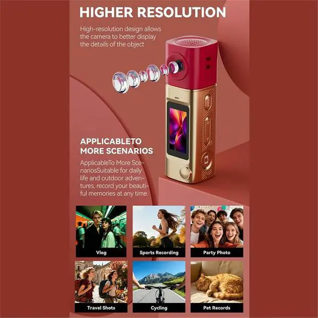 Alt view image 5 of 6 - Thumb Camera 2K HD Mini Keychain Recorder Autofocus 230° Video Recorder Lipstick Pocket Camcorder Black