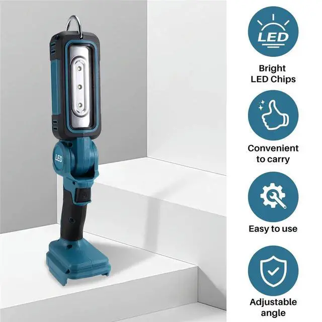 Alt view image 6 of 6 - 21V Rechargeable Cordless Work Light Foldable Flashlight Lantern Spotlight for Makita 18V (No )