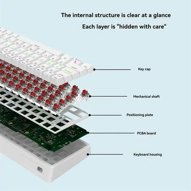 Alt view image 5 of 6 - 68 Key Mechanical Keyboard USB Wired RGB Backlight LED Red Switch Keyboard for Game PC Laptop Office