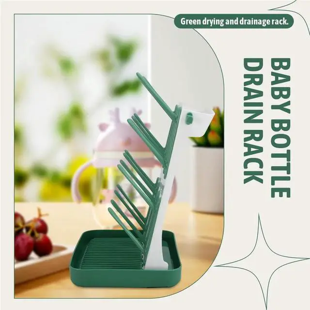Alt view image 5 of 6 - Baby Bottle Drying Rack,Vertical Space Saving Countertop Holder-Capacity for 16 Bottles,Baby Accessories Organizer Green