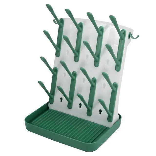 Alt view image 6 of 6 - Baby Bottle Drying Rack,Vertical Space Saving Countertop Holder-Capacity for 16 Bottles,Baby Accessories Organizer Green