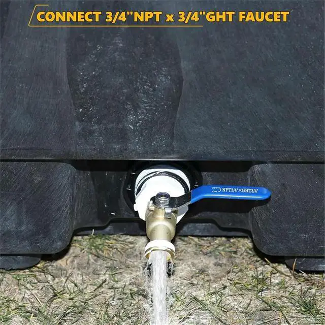 Alt view image 5 of 6 - Stock Tank Drain Plug Kit Include Stock Tank Plug & Brass Faucet for Rubbermaid Commercial 100 150Gallon Stock Tanks