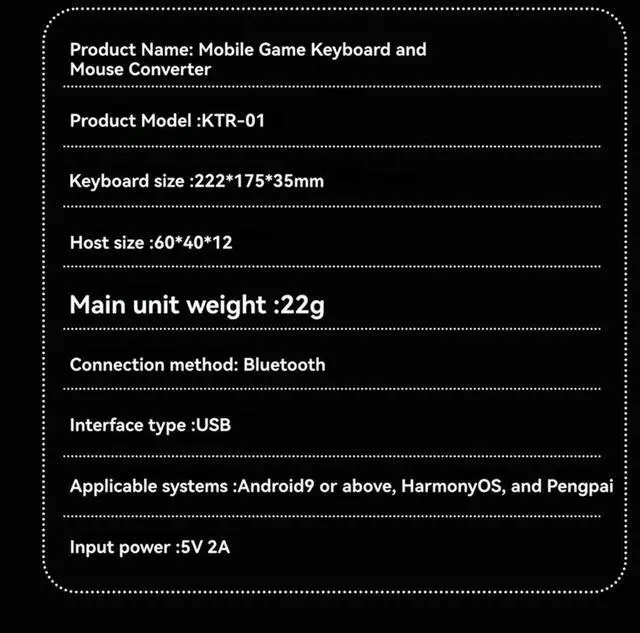 Alt view image 6 of 6 - 35Key Ergonomics RGB Gaming Keyboard+Keyboard and Mouse Converter+Mouse 5 in 1 Mobile Game Combo Kit for PUBG