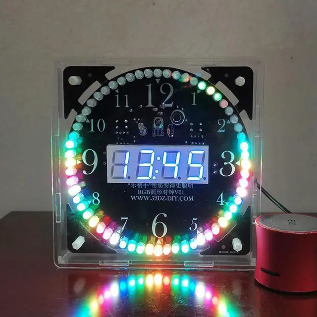 Alt view image 4 of 6 - DIY electronic clock kit 14.5*14.5cm with case led digital tube date wetemperature diy soldering kit project for adults