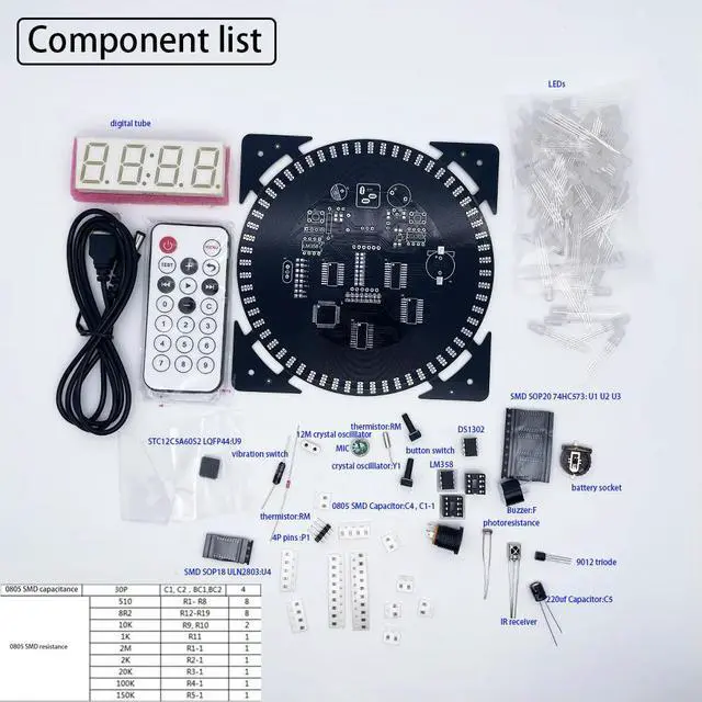 Alt view image 5 of 6 - DIY electronic clock kit 14.5*14.5cm with case led digital tube date wetemperature diy soldering kit project for adults