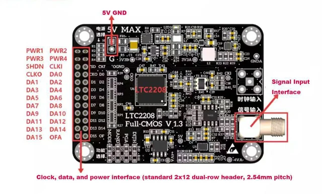 Alt view image 2 of 2 - LTC2208 High-Speed ADC Module with 130M Sampling Rate and Single-Channel 16-Bit High Precision