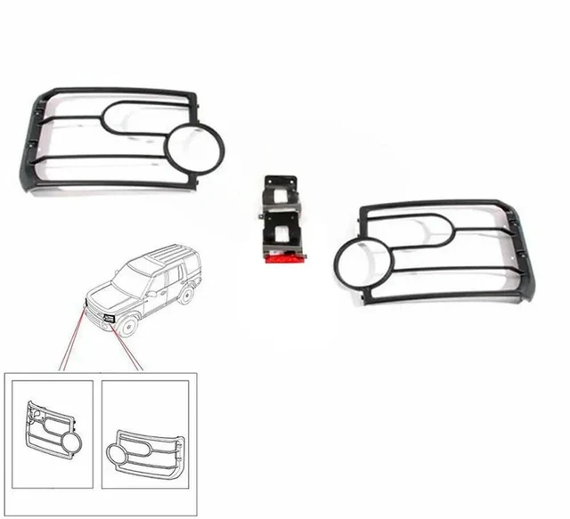 Alt view image 6 of 6 - VUB501200 Front Light Guards Set For Land Rover LR3 Discovery 3 2005-2009 Headlight Protection Frame