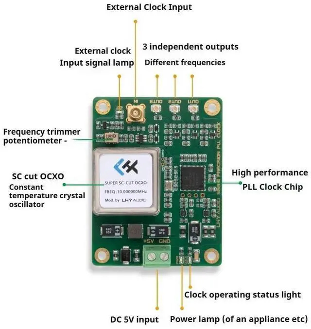 Alt view image 5 of 6 - OCXO Constant Temperature Crystal Oscillator Clock Upgrade Board 22/24/25MHz Multi-channel Frequency PLL Output