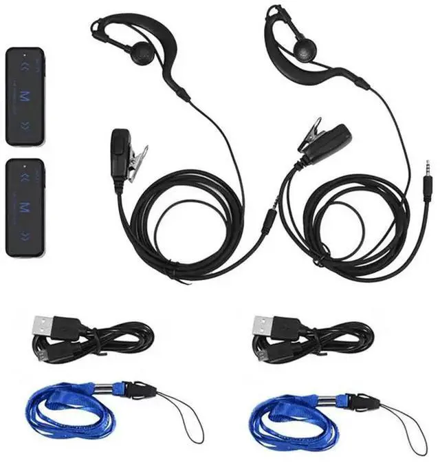 Alt view image 6 of 6 - 12Pcs Mini Walkie Talkie 400-470Mhz 2-Way Radio 3W Earpiece Headset Earmuff USB Powered