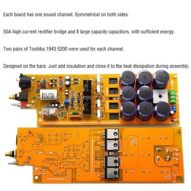 Alt view image 5 of 6 - MK2 High Power HiFi Amplifier Board Household Finished Board Balanced Input Adjustable Pure Class A Amplifier Board