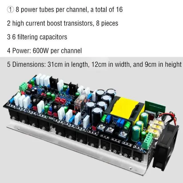 Alt view image 5 of 6 - 12V High-power Fever Amplifier Board 600W 2.0 Car Square Dance Pole Speaker Amplifier Board