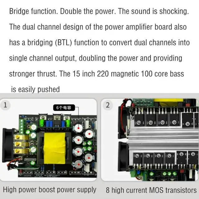Alt view image 6 of 6 - 12V High-power Fever Amplifier Board 600W 2.0 Car Square Dance Pole Speaker Amplifier Board