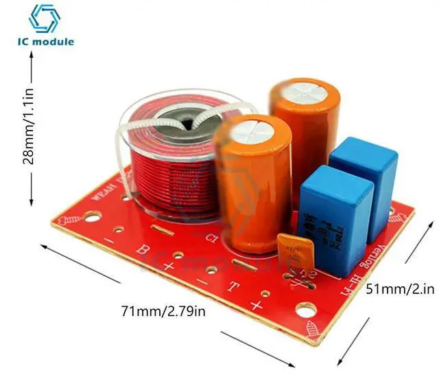 Alt view image 3 of 6 - 2 Ways 80W Hi-Fi Audio Speaker Crossover Treble Bass Independent Crossover Home Speakers Frequency Divider