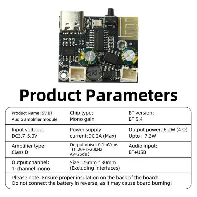 Alt view image 2 of 3 - BPM13 Plus Bluetooth Amplifier Board Single Channel High Fidelity Audio Module Type C Usb Input For Speaker