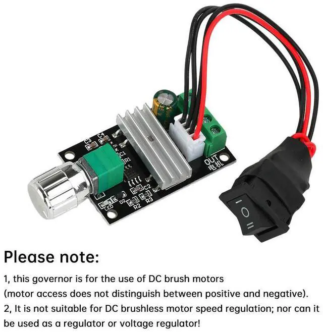 Main image of DC 6V 12V 24V 28VDC 3A 80W PWM Motor Speed Controller Regulator Adjustable Speed Control Electronic Potentiometer On/Off Switch