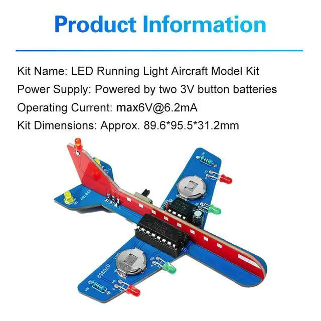 Alt view image 2 of 3 - Airplane CD4017 Flow Lamp Welder Practice Electronic Science Assembly Kit Flashing LED DIY Electronic Kit
