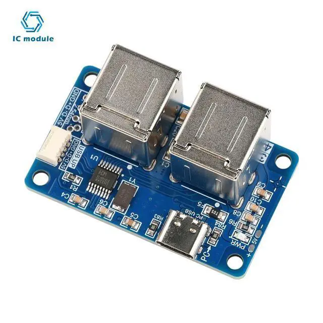 Alt view image 3 of 3 - USB 2.0 Hub Switchboard Female Type C Connector to Female USB 1-to-4 Port Splitter Module Transfer Test Board Usb Adapter Plate