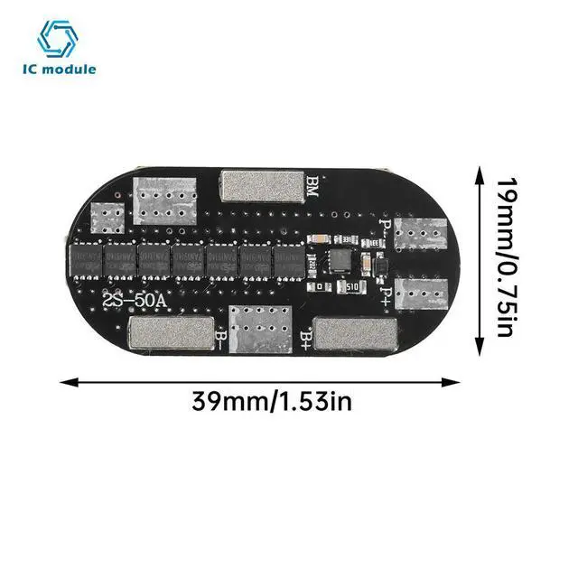 Alt view image 3 of 3 - 2S 50A High-Current 3.7V Lithium Protection Board Compatible with 21700 High-Drain Fan Cells With Balancing Function