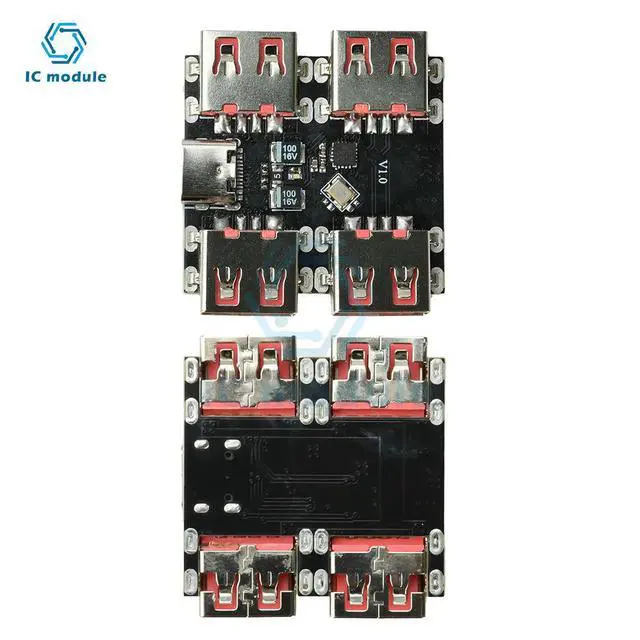 Alt view image 2 of 3 - XL334P4 USB 2.0 4-Port Hub Controller Module USB 2.0 to 4-Channel Splitter USB-HUB Type-C Extender Board 40MB/s