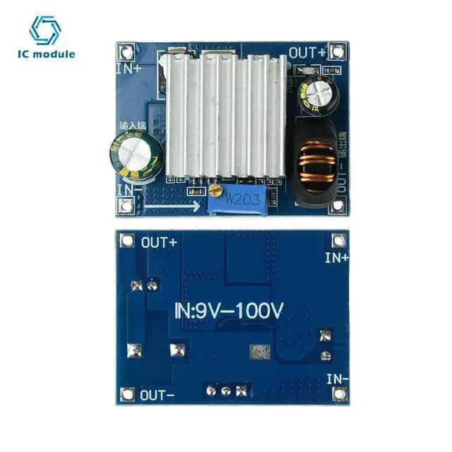 Alt view image 3 of 3 - 4A Adjustable DC-DC Step down Module Power Supply 9-100V Wide Voltage Input for Solar Industrial Monitoring Equipment