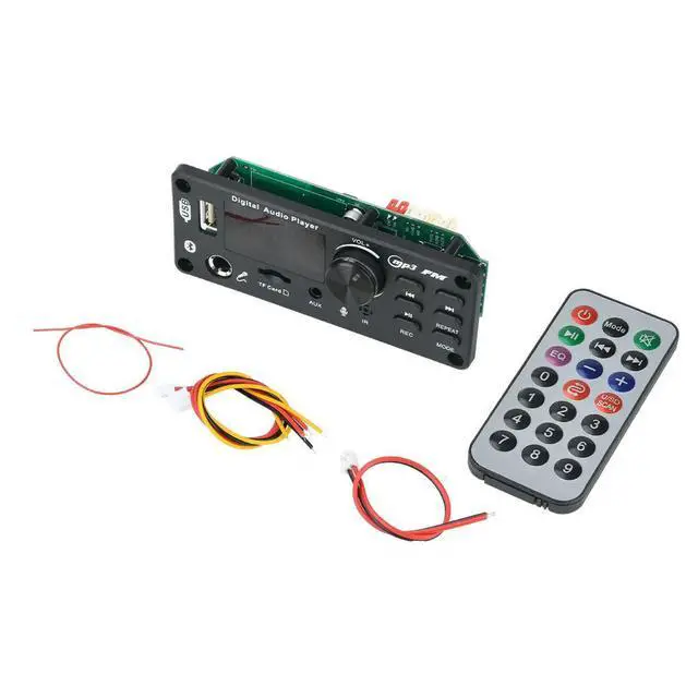 Alt view image 3 of 3 - Bluetooth 5.0- Compatible MP3 WMA WAV Decoder Board 12V 6.5mm Microphone USB TF FM Car Audio Music Player Speaker Controller