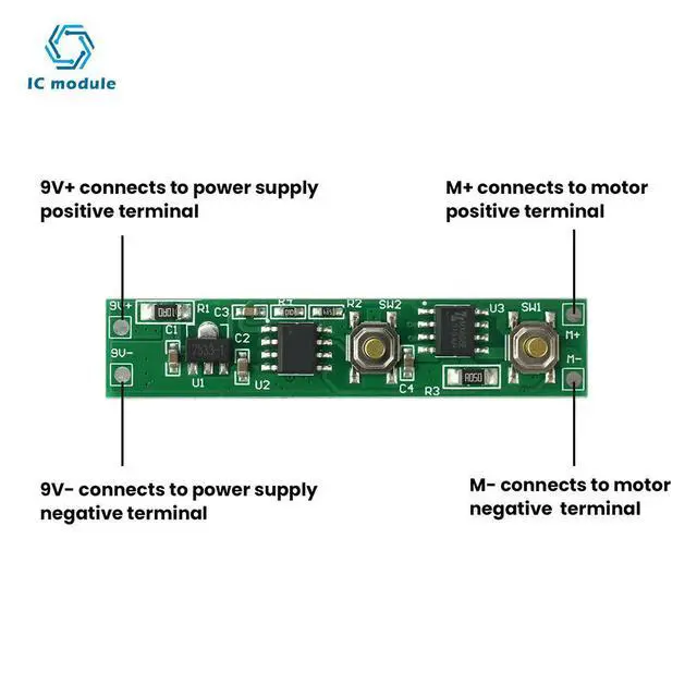 Alt view image 2 of 3 - DC 9V Miniature Motor Drive Forwards and Reverse Controller Module Momentary Switch Board for DIY Electric Screwdriver